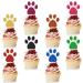 Weecent 48 Pcs Paw Cake Topper - 8 Color Paw Print Cupcake Topper Dog Birthday Party Supplies Dog Cupcake Toppers Pet Puppy Dog Birthday Party Decorations Multicolored
