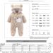 Puseky Newborn Baby Cartoon Bear Snowsuit | Winter Coat Fleece Hooded Footed Romper | Unisex Bodysuit 3-6 Months Khaki - Buy Online on GoSupps.com