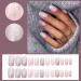 Justotry 24 Pcs White Swirl Square Short False Nails - Glitter Wavy French Press on Nails | Medium Squoval Fake Nails with Nail Glue | Women's Artistic Pink & Swirl Design - Buy Online on GoSupps.com