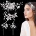 4 Pieces Wedding Bride Hair Comb Silver Bridal Hair Vine Leaf Pearl Hair Pieces Rhinestone Flower Hair Pins Elegant Wedding Hair Accessories for Women Girls Bride Bridesmaid Wedding Hair Decoration