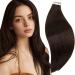Runature invisible tape extensions real hair brown smooth 40 cm human hair real hair extensions tape dark brown hair extension real hair tapes 20 pieces 50g color #2 40.64 cm #2