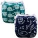 ALVABABY Swim Diapers 2pcs Baby & Toddler Snap One Size Reusable Adjustable Baby Shower Gifts Baby Boy SW18-21 01marine Animal Small (Pack of 2)