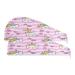 Wavy Pink Cat Dry Hair Cap 2 Piece Quick Drying Towel Set with Button Headband Super Absorbent Soft & Comfortable