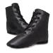 Black Leather Dance Jazz Boots - Soft Soled Dance Shoes Sturdy Durable Lace-up Jazz Shoe Suitable for Women 7