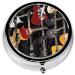 Colorful Guitars Mini Round Pill Box | 3 Compartment Travel Medicine Organizer | Portable Pocket & Office Use - Buy Online on GoSupps.com