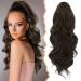 BARSDAR Drawstring Ponytail Extension Long Curly Wavy Pony Tail Brown Ponytail Extension Synthetic Clip in Hairpiece for Women Daily Use Party(16'' Chestnut Mix Chocolate Brown Evenly) 16 Inch (Pack of 1) Chestnut Mix Chocolate Brown Evenly