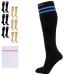 360 RELIEF - Flight Compression Socks Supports | Blood Circulation Travel Work S-M Black with 2 Blue lines