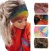 Gangel Tie Dye Headbands Wide Turban Knotted Head Wraps Boho Hair Scarf Yoga Hair Accessories for Women and Girls(Pack of 4) (Type A)