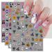 JMEOWIO 3D Embossed Halloween Nail Art Stickers Decals Self-Adhesive 5D Yellow Star Nail Supplies Nail Art Design Decoration Accessories 4 Sheets