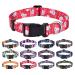 Mihqy dog collar soft & comfort nylon dog collar for small medium-sized dog puppies cats (red flower l) l (neck circumference 38-63 cm width 2.5 cm) Red flower