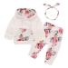 puseky Newborn Baby Girl Clothes Floral Hoodie Sweatshirt with Pocket Flower Pants Tracksuit Outfits Set 0-3 Months White+floral