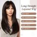 Buy Allbell Long Layers Dark Brown Wig with Curtain Bangs - Heat-Resistant Synthetic Wigs for Women | International Shipping Available - Buy Online on GoSupps.com