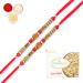 Ghasitaram Gifts Rakhi for Brother Rakhis Online - Set of 2-6968 Fancy Thread Rakhi with 400 GMS of Soan Papdi
