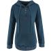 Women's Fall Hoodie Pullover with Drawstring and Button Detail - Navy (Large) | 2022 Casual Sweatshirt with Pocket - Buy Online on GoSupps.com