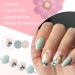 24 Pieces Short Almond Fake Nails | French Green Flower Acrylic Press-On Nails | 12 Sizes for Women & Girls | Perfect for Parties & DIY - Buy Online on GoSupps.com