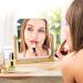 Square White Vanity Makeup Mirror - 1x/3x Magnification, Double Sided 360 Rotation, Portable Tabletop Design with Bamboo Stand - Small Standing Mirror for Desk - Buy Online on GoSupps.com