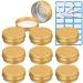Zeoabsy 10 pieces 30ml gold aluminum empty jar round aluminum doses with screw lid cream box screw socket aludose tins for cosmetics candle ointments 5x spatula 1x etiquette gold 30ml
