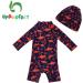 UPF 50+ Red Shark Baby Boy Swimwear Set with Sun Hat | Infant/Toddler One-Piece Zip Swimsuit for Sun Protection - 3-6 Months - Buy Online on GoSupps.com