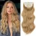 Hair Extensions Clip in 4pcs Beach Blonde Hair Extension Long Wavy Full Head Clip in Hair Extension Synthetic Fiber Hair Pieces for Women