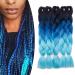 Sego Braids Extensions Braid Hair Extensions Crochet Hair Kunsthaar Kanecalon Colorful black to dark blue to light blue 5Pcs-60cm