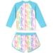 Girls Long Sleeve Two Piece Swimsuit - UPF 50+ Protection - Blue Unicorn - Ages 3-4 to 10 Years - Buy Online on GoSupps.com