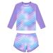 TUONROAD Girls Swimming Costume Toddler Baby Kids Two Piece Long Sleeve Swimsuit UPF 50+ Protection Bathing Suit Swim Set for 4-10 Years 7-8 Years Purple Mermaid