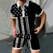 Lroxiy Men's Patriotic American Flag Print Casual Tracksuit Set - Black, Medium - Buy Online on GoSupps.com