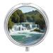 Pill Box Pill Case 3 Compartment Travel Pill Box Waterfalls on Krka River Printing Small Pill Box Portable Medicine Pill Case Pill Organizer for Purse & Pocket for Travel Handbag (Round)