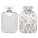 ZZXXB pink rose pattern heat bottle with fleece train 1 liter PVC hot water bottle for neck shoulder pain palm and heat and heat therapy