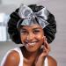 WEIPAO Silk Satin Bonnet - Reversible Double Sided Sleep Cap for Curly Hair | Black+Silver - Buy Online on GoSupps.com