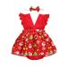 OFIMAN Baby Girl Romper Dress Infant Clothes Set Newborn Lace Floral Outfit Overall Bodysuit Backless Sunflower Summer Dresses 18 Months Christmas Santa