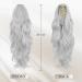 BARSDAR Long Wavy Grey Ponytail Extension 20'' - Synthetic Clip in Hairpiece for Women - Icy Silver Grey - Buy Online on GoSupps.com