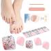 EBANKU 32 PCS Semi Cured Gel Nail Strips Gel Toeail Strips Full Wraps Adhesive Gel Toenail Stickers with Nail File and Stick(UV/LED Lamp Required)-1 (#17)