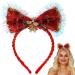 Flayem Bow Christmas Headbands for Kids Adults Red Xmas Cute Hair Hoop with Jingle Bell for Women Men Christmas Party Costume Party Favor