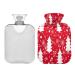 KCLDECI hot bottle with cover Christmas trees 2 l hot water bottle hot water bag for foot warmer pain relief heat and cold therapy cramps