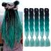 SF FINE 24 Inch Ombre Jumbo Braiding Hair Extensions Ombre Braiding Hair 5 Pack Ombre Kanekalon Braiding Hair Synthetic Fiber Hair For Braiding(Black to Green to Light Green)