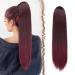 Fine ponytail Extensions with cord strain long straight braid pore pulling horse tail hair part smooth hair extensions synthetic drawstring ponytail extension for women 70 cm black ombre red black ombre red - cord strain -70 cm 70 cm (1 Pack)