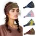 Sethexy wide frontal ligaments wicking elastic head wrap tie dye print hair band 4 pieces yoga vintage headscarf running headband for women and girls