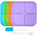 Licky Mats for Dogs and Cats 4 Pcs Premium Lick Mats with Suction Cups for Dogs Anxiety Relief Dog Lick Mats for Bathing Grooming and Training with 1 Spatula 1 Brush