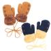 HAMOOM 2Pairs Toddler Knitted Gloves Kids Winter Mittens Baby Knitted Mittens Thicken Girl Boy Infant Full Finger Gloves with Anti-lost Adjustable String for 1-3Yrs Blue Brown