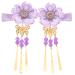 Minkissy Rhinestone Hair Clip 1 Pair Japanese Style Hair Clips Tassel Flower Kimono Traditional Hairpins Barrette Hair Clamp Bride Hanfu Accessory for Womens Girls (Purple) Hair Styling Accessories