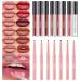 Petansy 15Pcs Lip Liner and Lipstick Set  7 Colors Lip Liner Pencil + 5 Colors Liquid Nude Lipstick + 2 Colors Matte Shimmer Lipstick + 1Pcs Lip Plumper Makeup Set Long Lasting Waterproof Lipsticks Gift Set (B)