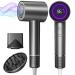 Hair Dryer 180 000 RPM Professional High-Speed Blow Dryer 600 Millions Negative Ionic Care Hair Dryer Low Noise Thermo-Control Hairdryer Travel with Magnetic Diffuser & Nozzle- Grey