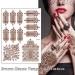 Exquisite Brown Flower Lace Henna Temporary Tattoos for Women - Waterproof & Removable - 6 Sheets - Buy Online on GoSupps.com