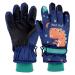 KAKU NANU Kids Ski Gloves Mittens Waterproof Ice Skating Gloves Children's Winter Warm Snow Gloves Thermal Fleece Gloves For Boys Girls Pink Purple Blue Cartoon 2-10 Years Dark Blue-1 6-10 Years