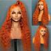 Brennas Ginger Orange Deep Wavy Lace Front Wig - 14 Inch Curly Brazilian Virgin Human Hair T-Part Transparent Glueless Wig - Buy Online on GoSupps.com