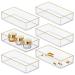 mDesign Plastic Beauty Organizer Bin for Bathroom Drawers, Vanity, or Countertops, Storage for Makeup Brushes, Palettes, Blush, Concealers, or Hair Ties, Lumiere Collection, 6 Pack, Clear/Soft Brass Clear/Soft Brass 4 in x…