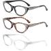 3 Pack Fashion Reading Glasses for Women - Blue Light Blocking Eyewear | Designer Spring Hinges - Black Tortoise Milky White | 2.0x Magnification - Buy Online on GoSupps.com