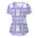 Foldap Easter Nurse Uniforms for Women, Breathable Cute Patterned Short Sleeve V-Neck Plus Size Shirts Tee Tops with Pockets Large C1-purple