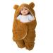 CUQOO Super Soft Newborn Baby Swaddle Suit in Brown Warm Thermal Swaddle Blanket Baby Wrap | Cute Baby Swaddle Wrap 100% Cotton Inside | Baby Swaddle Wrap Newborn Essentials | Comfy Baby Clothes